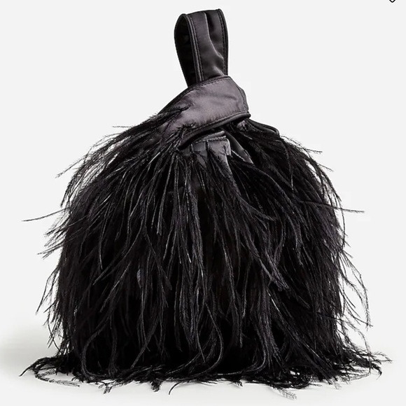 J. Crew Bags Jcrew Collection Santorini Satin Feather Black Bag New